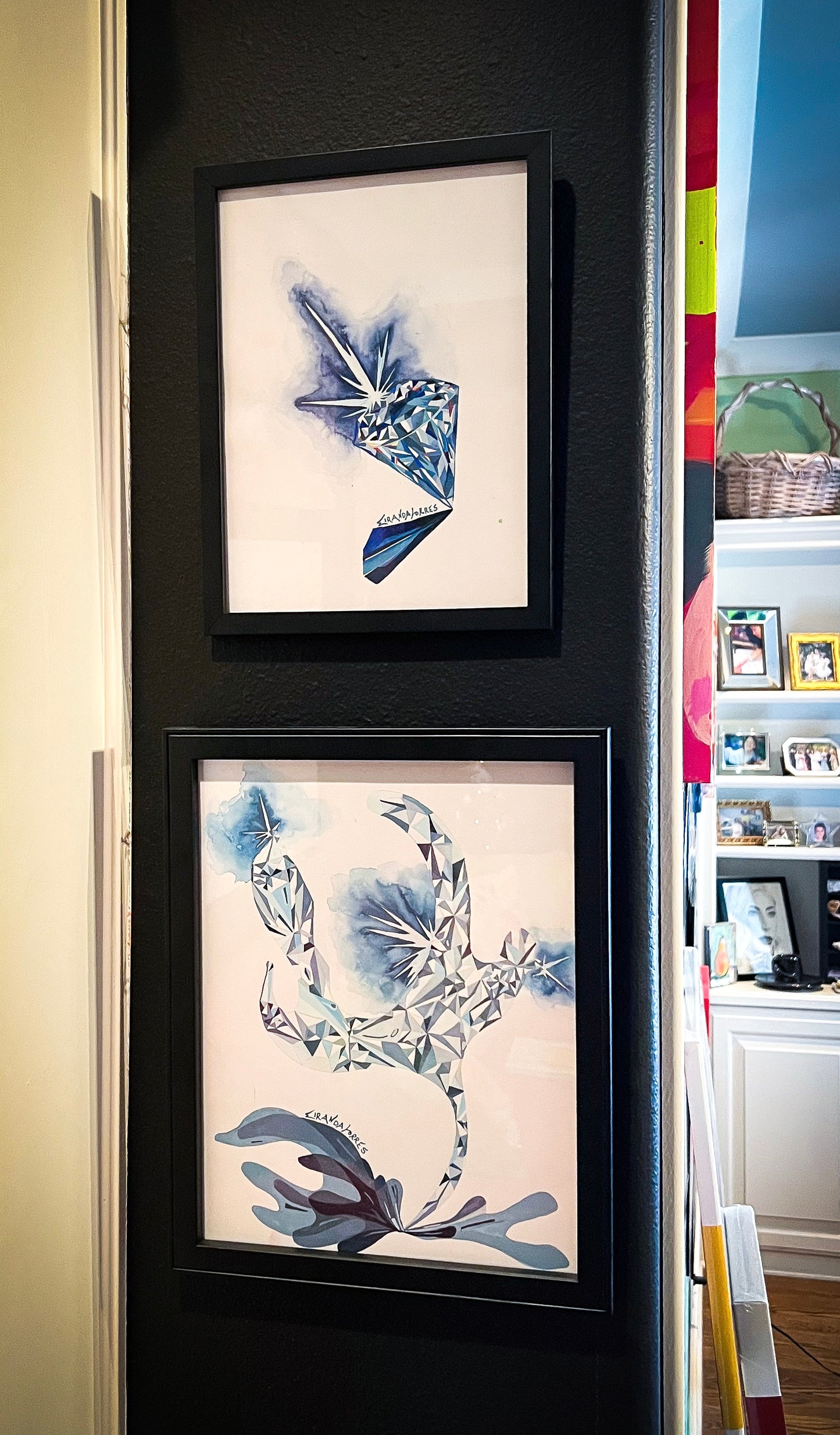 Modern and Picturesque Watercolor Painting, “Diamond #2”