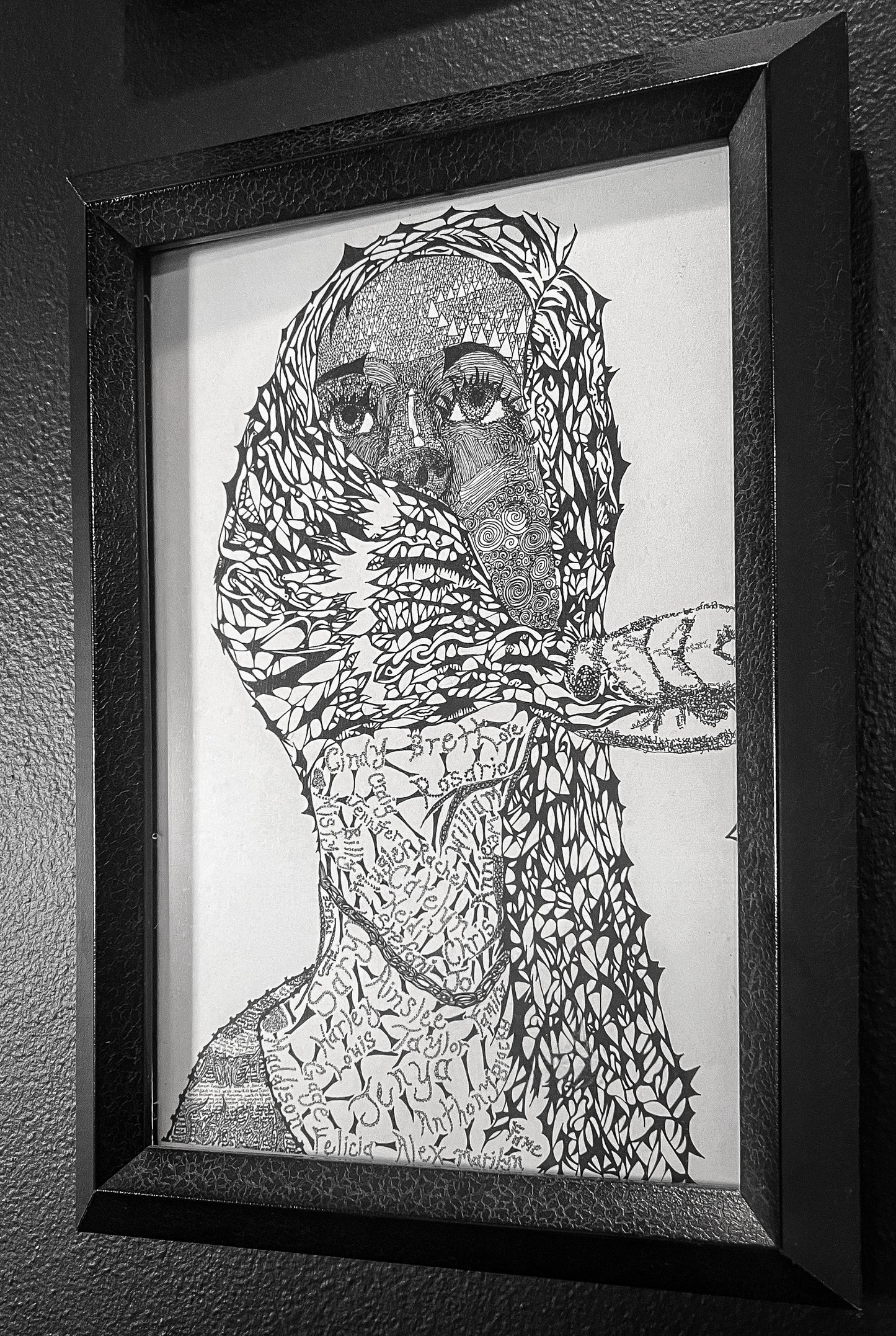 Black Ink, Intricate Pen Drawing, "Miranda (First Portrait)"