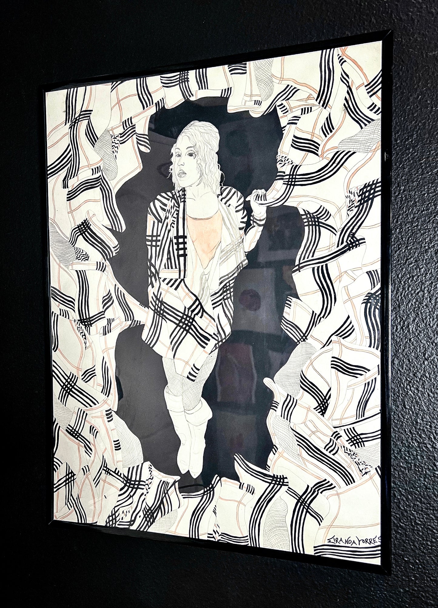 Fashion-Inspired, Watercolor Accented Self-Figure Drawing, “Miranda In Fashion #1”