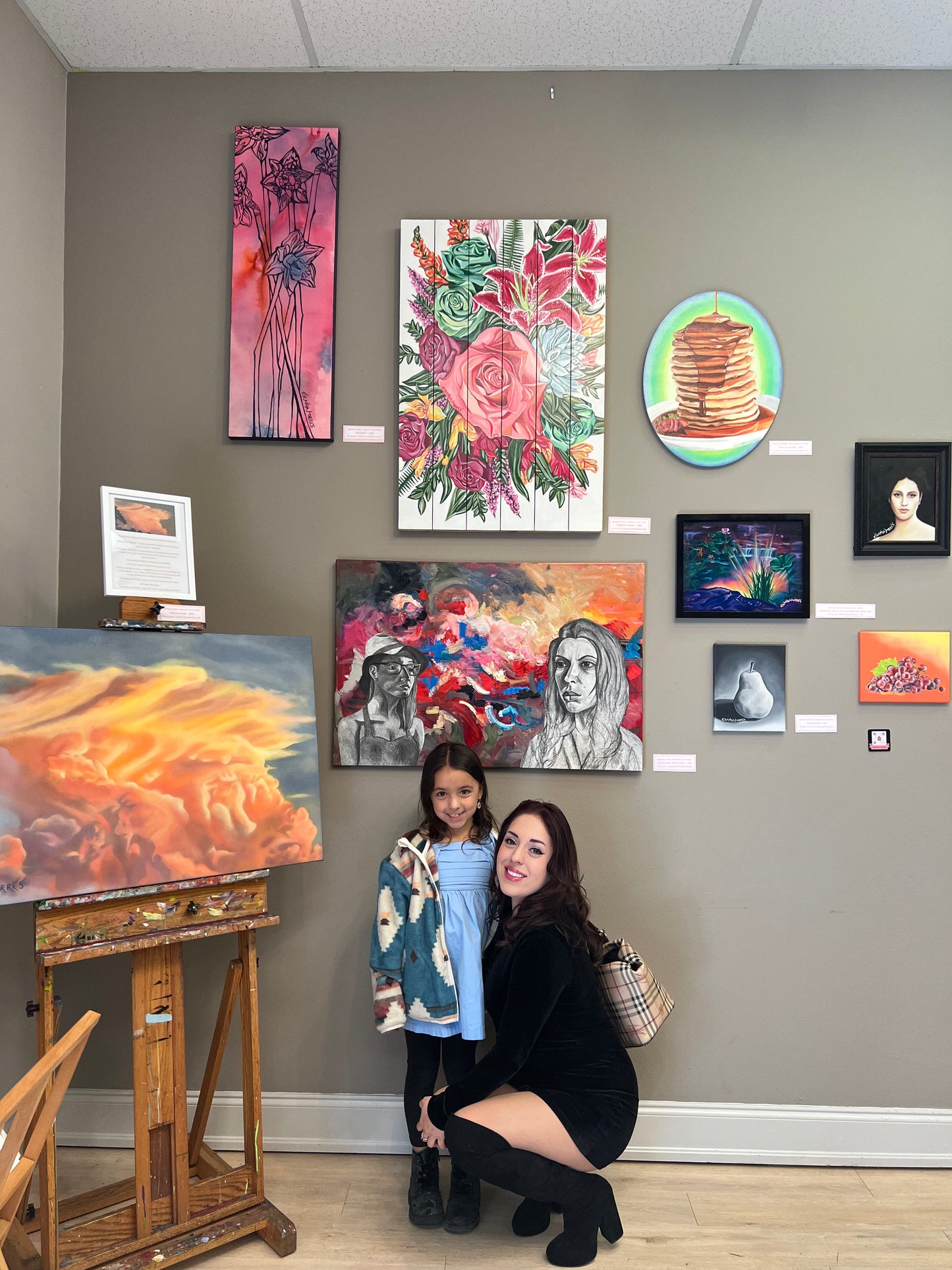 Peinture florale acrylique expressive, « Jonquilles »