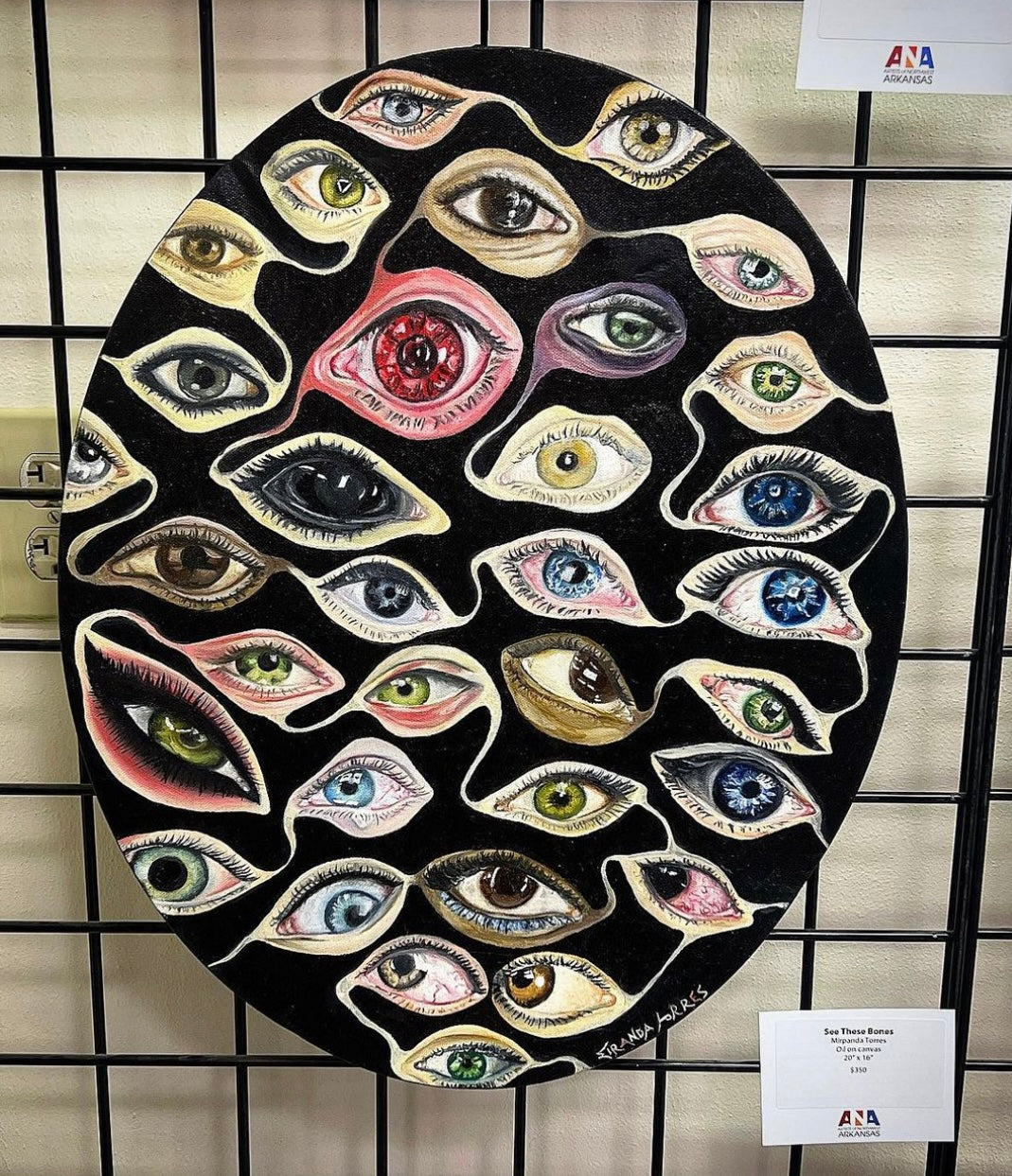 Abstracted Eyeballs Oil Painting, "SEE THESE BONES"
