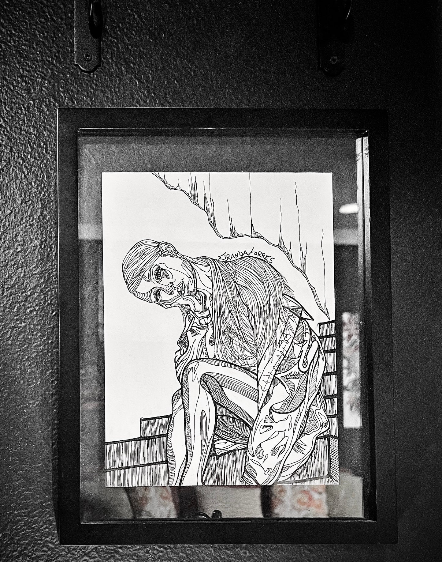 Tinta negra, dibujo intrincado a lápiz, "Daydreamin'"