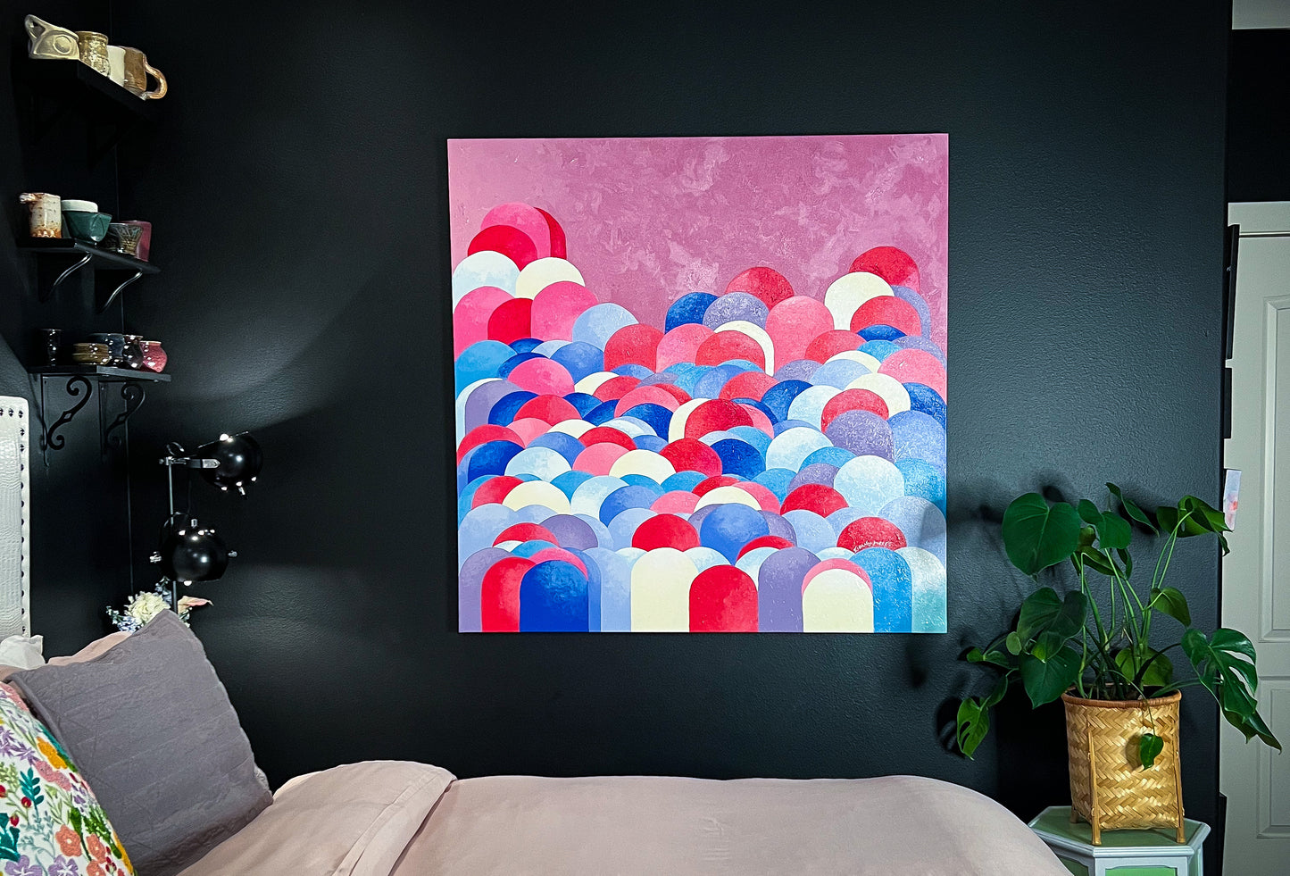 Une grande peinture acrylique abstraite-expressionniste, "Marées"