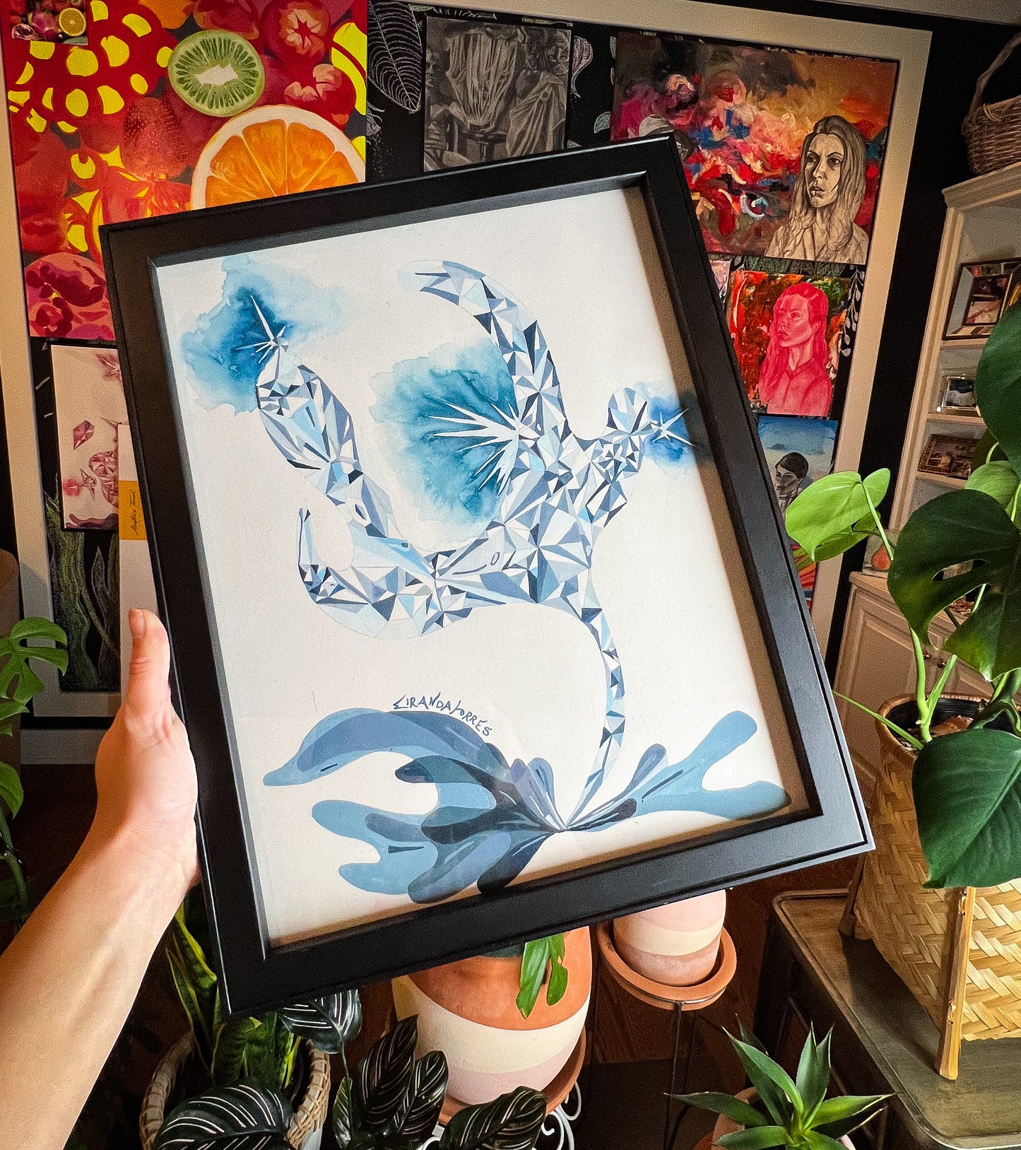 Modern and Picturesque Watercolor Painting, “Diamond #2”