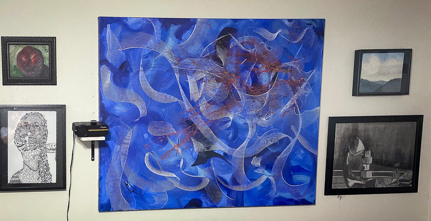 San Antonio Family Commission, Liquid-Acrylic Painting, “Swirls and Twirls In Turmoils”