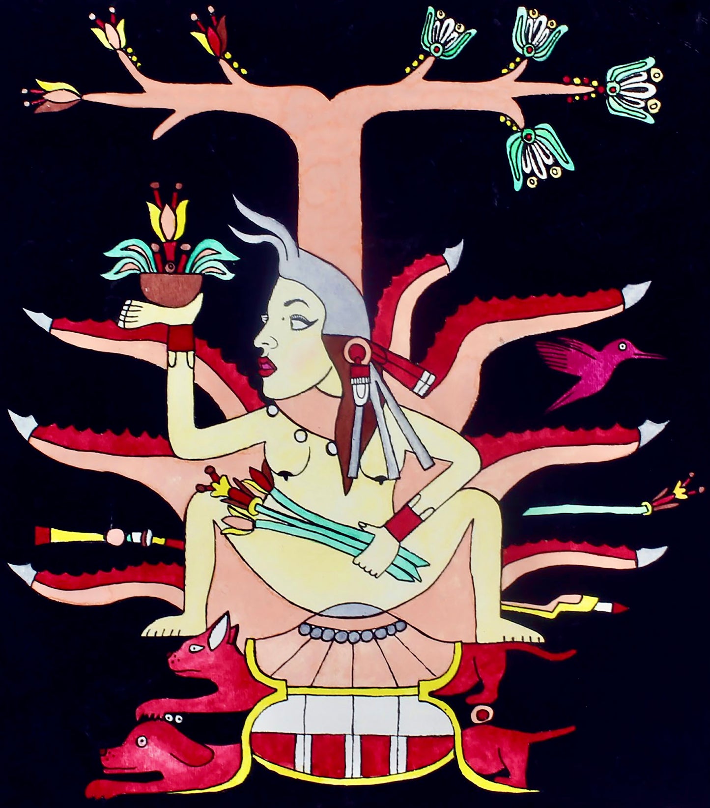 Culture aztèque, peinture de gâteaux à l’aquarelle, « Devenir Mayahuel »