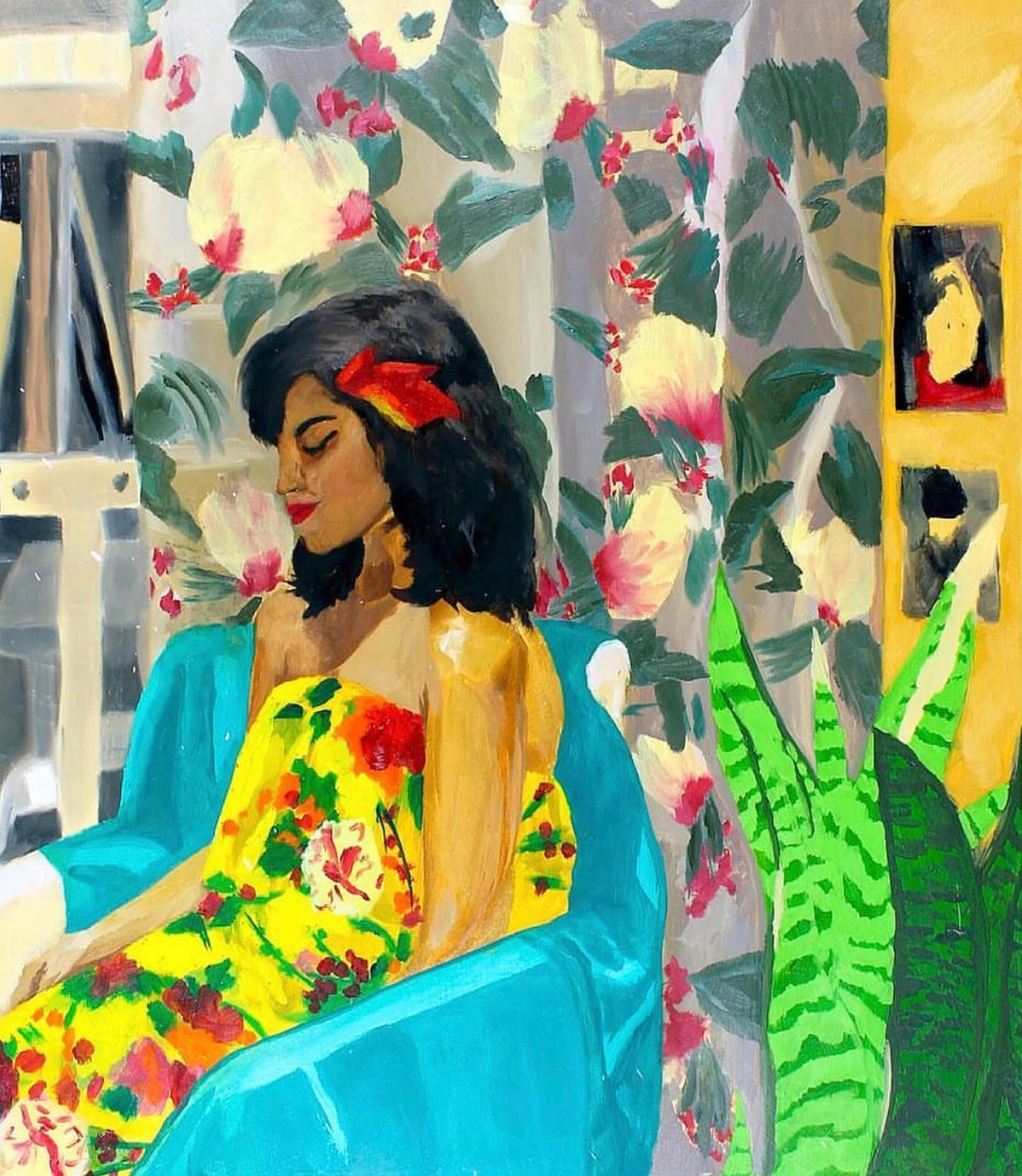 Peinture de modèle vibrante et posant en direct, « Mexícana »