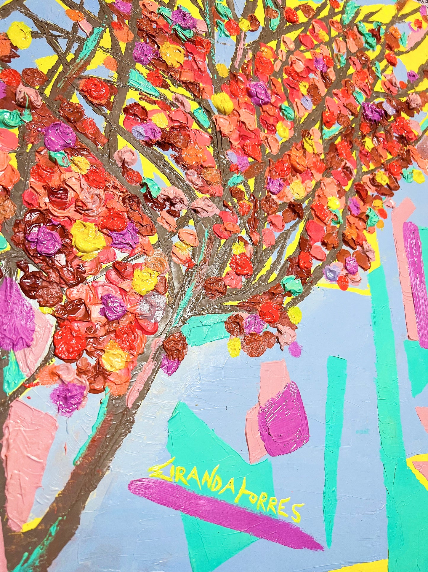 Peinture à l’huile impressionniste texturée et superposée, « Falling »