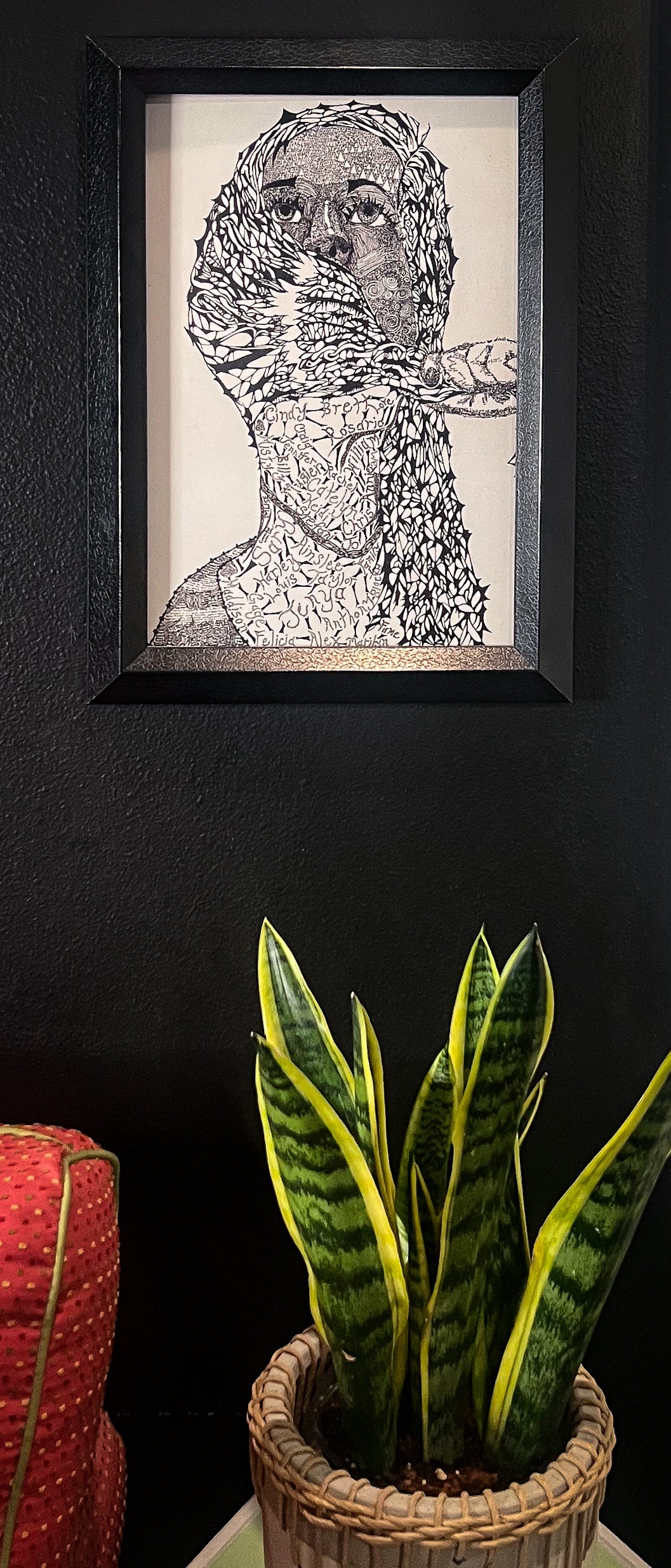 Black Ink, Intricate Pen Drawing, "Miranda (First Portrait)"