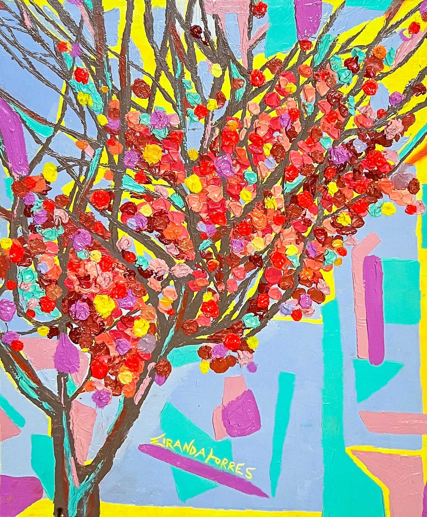 Peinture à l’huile impressionniste texturée et superposée, « Falling »