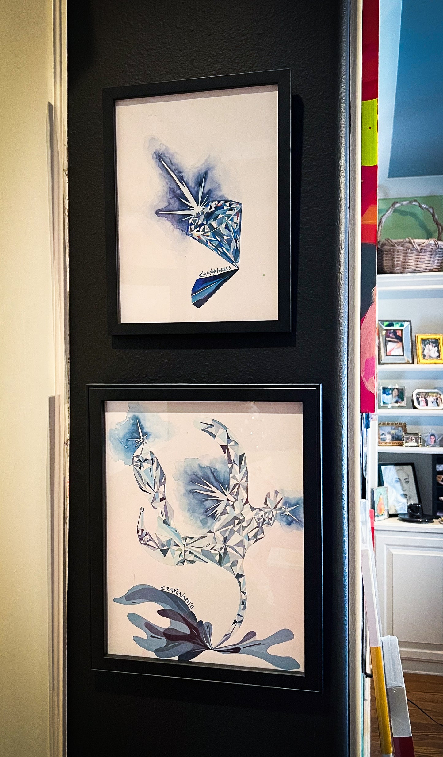 Peinture aquarelle moderne et pittoresque, « Diamant #1 »