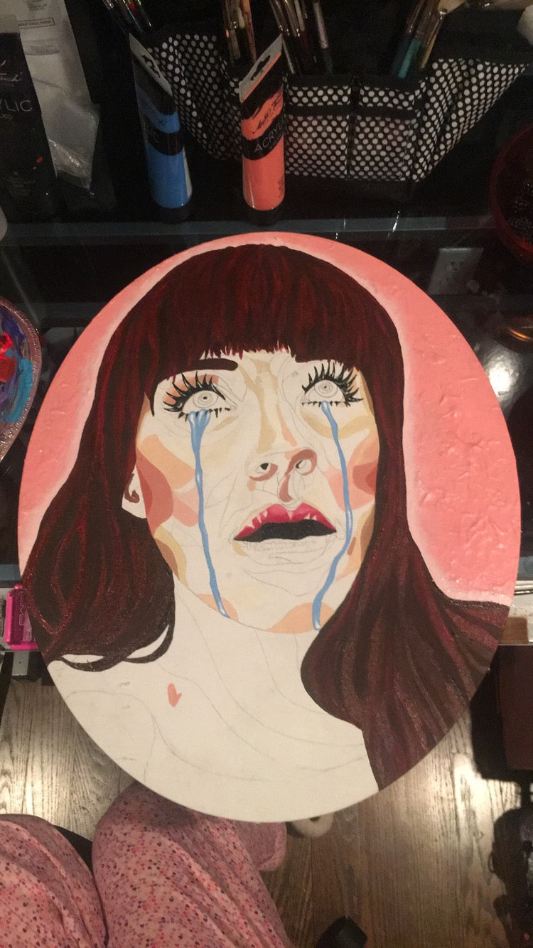 Pop Art Inspired, Acrylic Painting, "Mascara Tears"