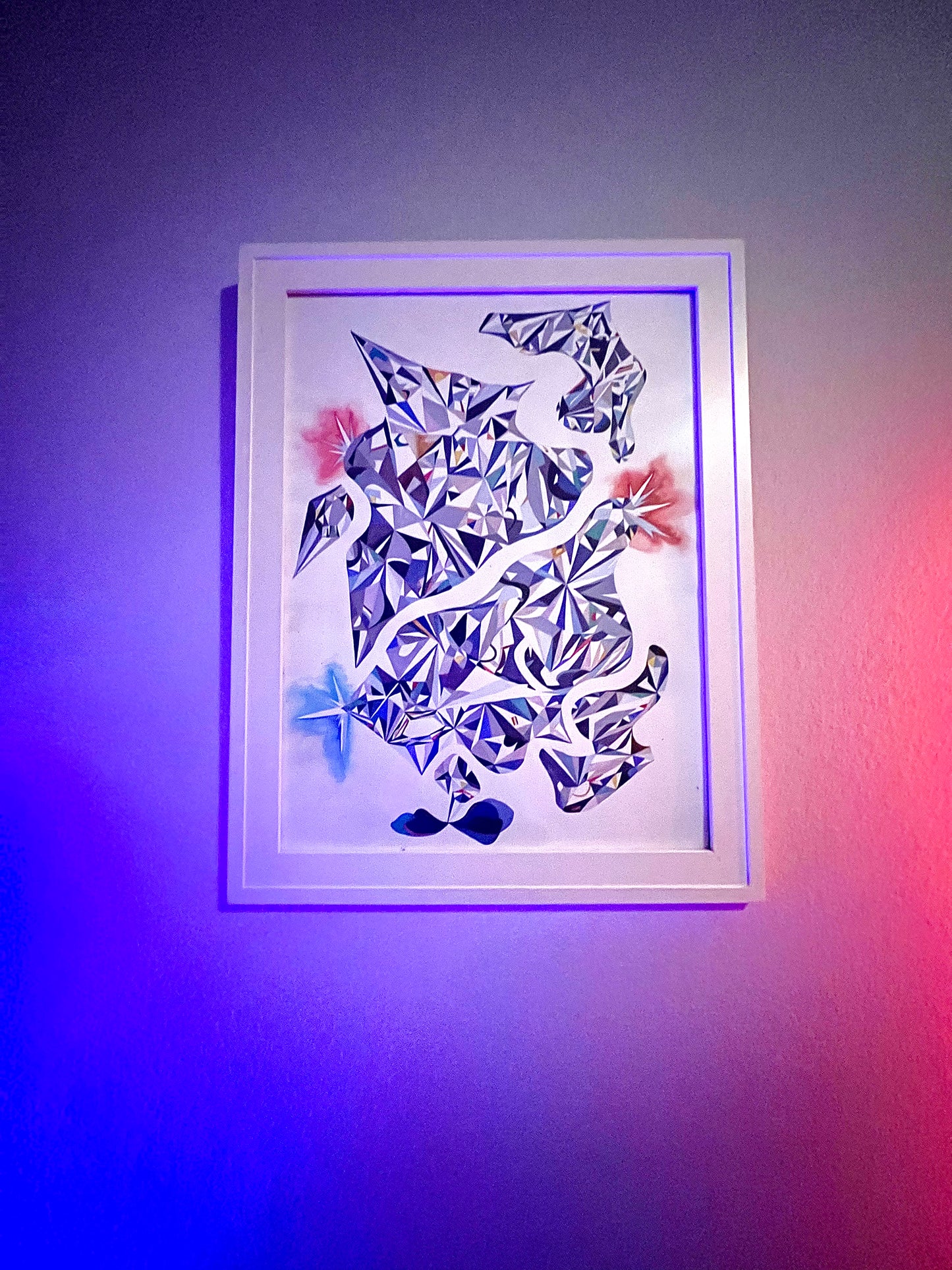 Geometric, Abstracted Shapes Watercolor Painting, "Multi-Colored Diamond"