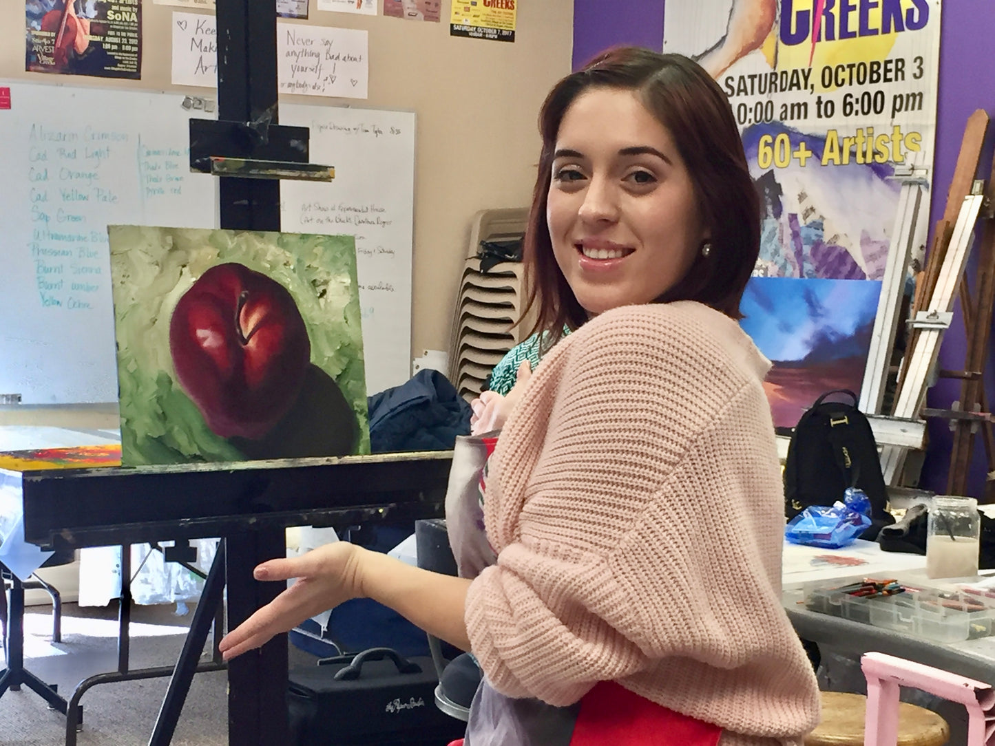 Peinture à l’huile inspirée du réalisme, « La pomme »