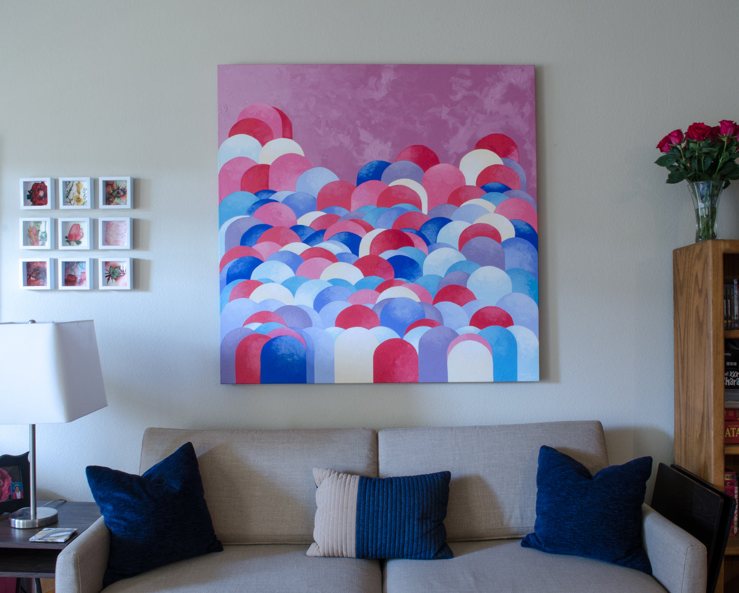 Une grande peinture acrylique abstraite-expressionniste, "Marées"