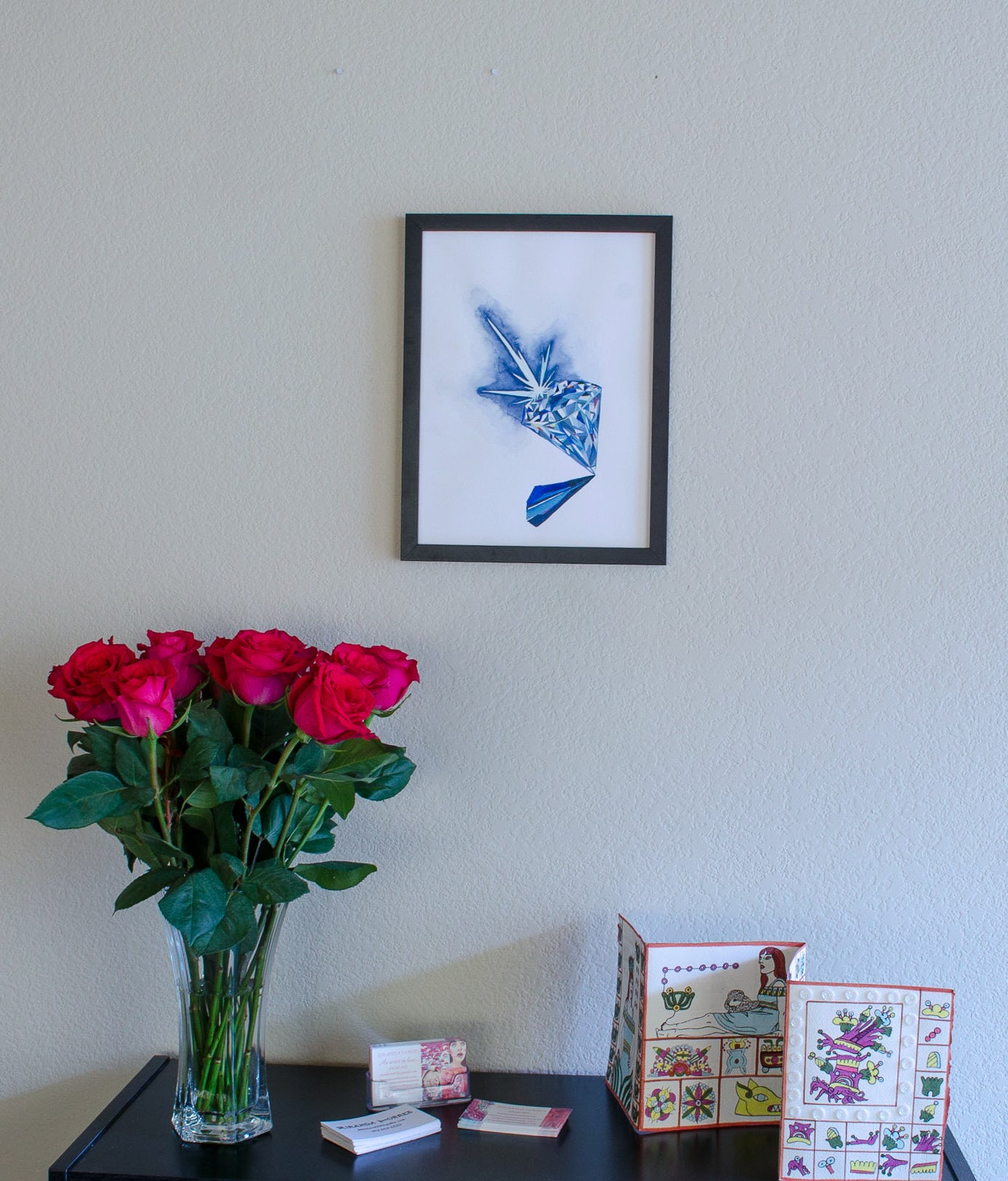 Peinture aquarelle moderne et pittoresque, « Diamant #1 »