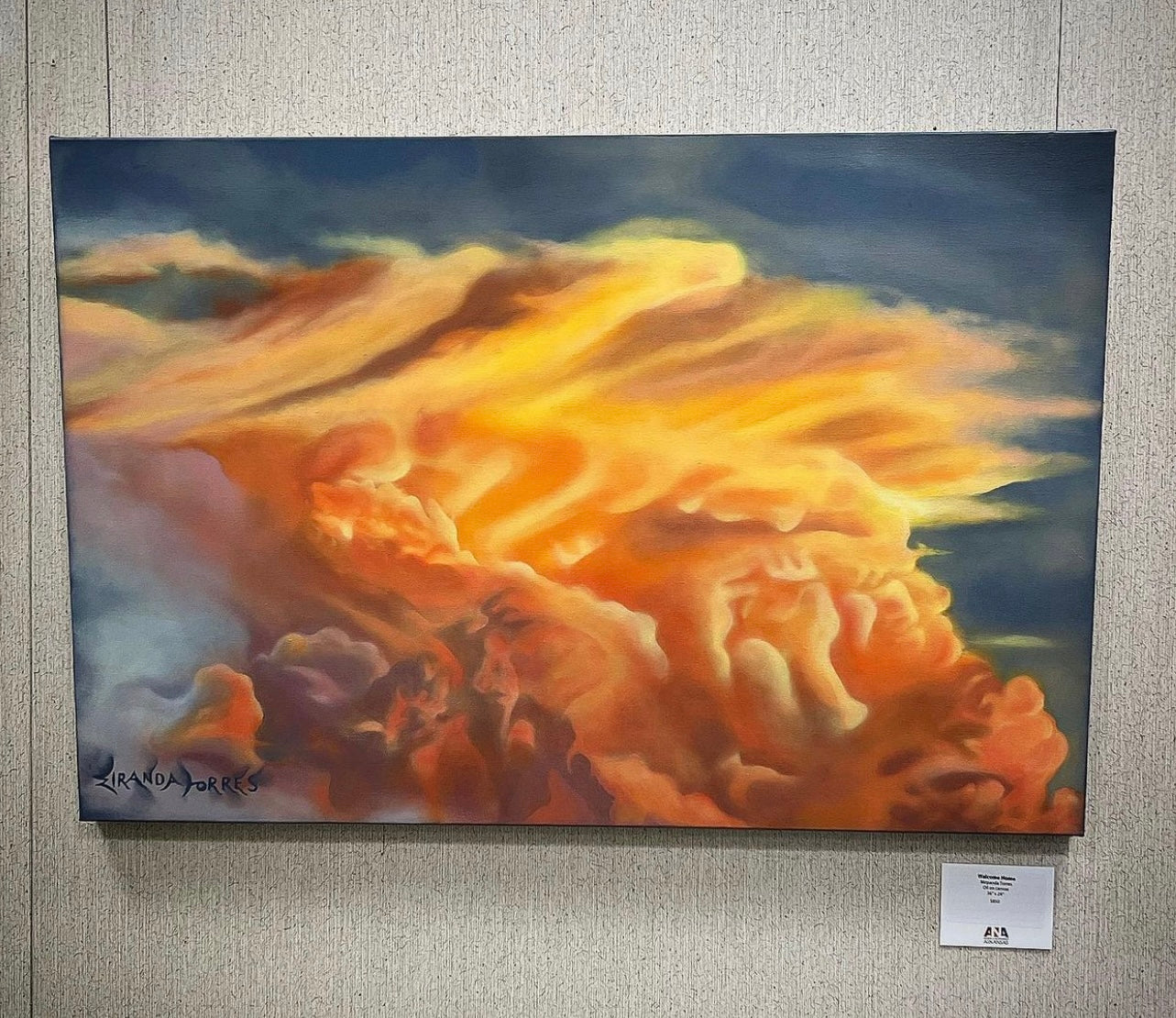 Une peinture à l'huile réaliste sur le ciel, "Bienvenue à la maison"