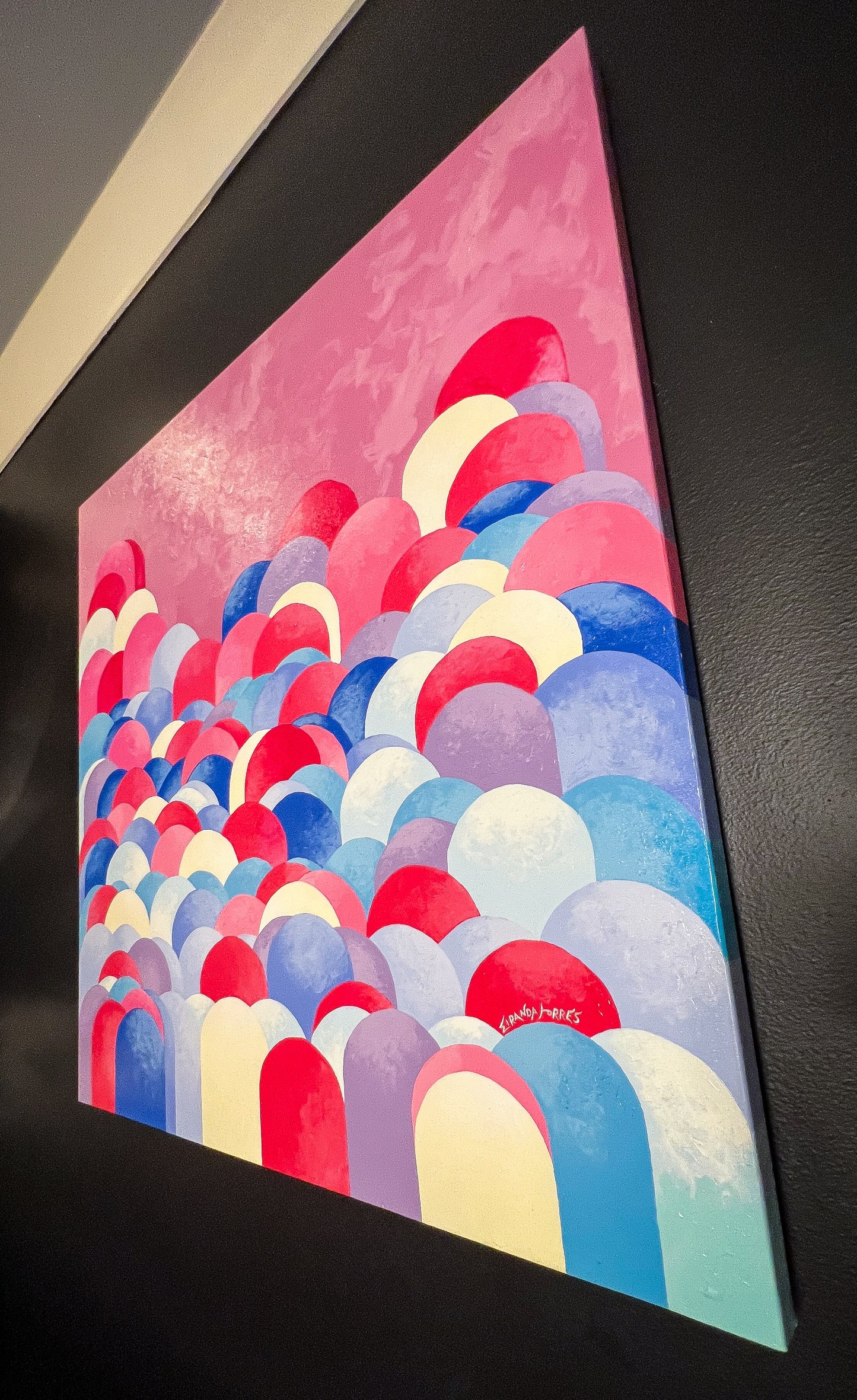 Une grande peinture acrylique abstraite-expressionniste, "Marées"