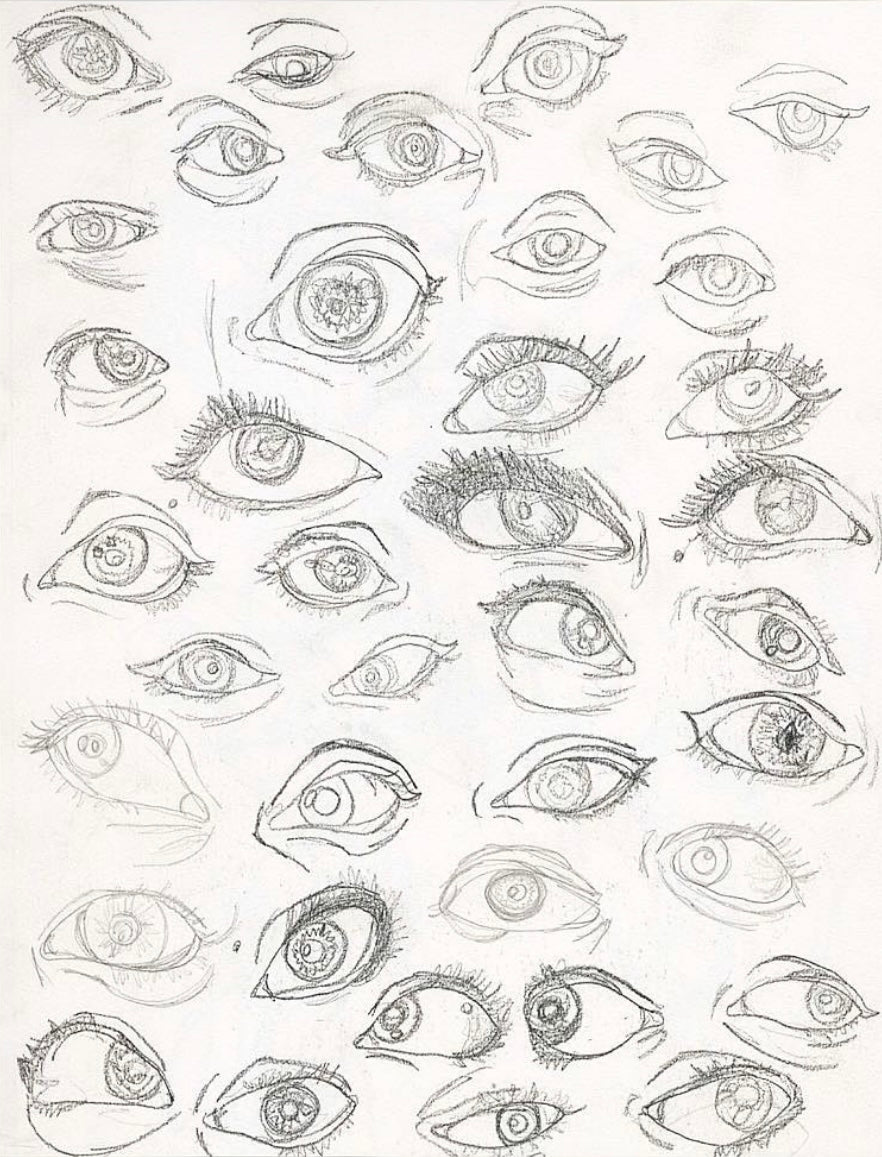 Abstracted Eyeballs Oil Painting, "SEE THESE BONES"