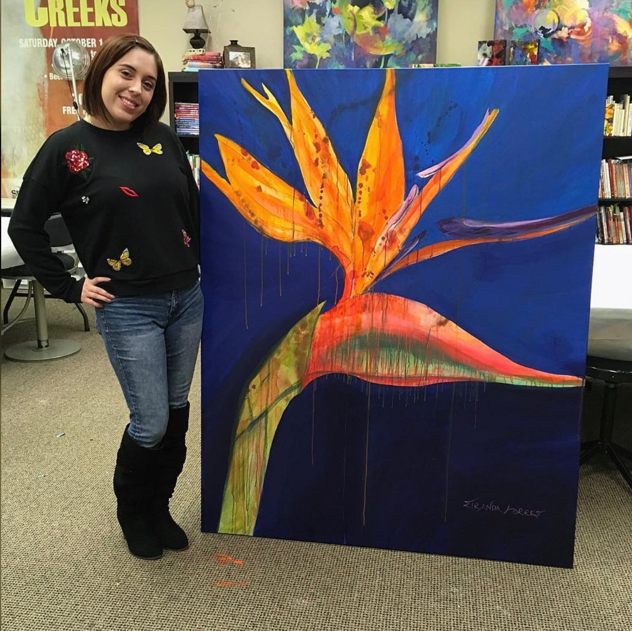 Large and Expressive Commission Liquid Acrylic Painting, "Paradise"