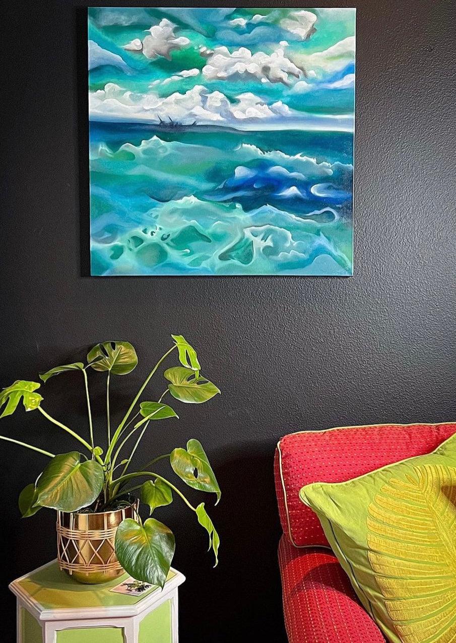 Abstracted, Impressionistic Ocean Oil Painting, "Tidals"