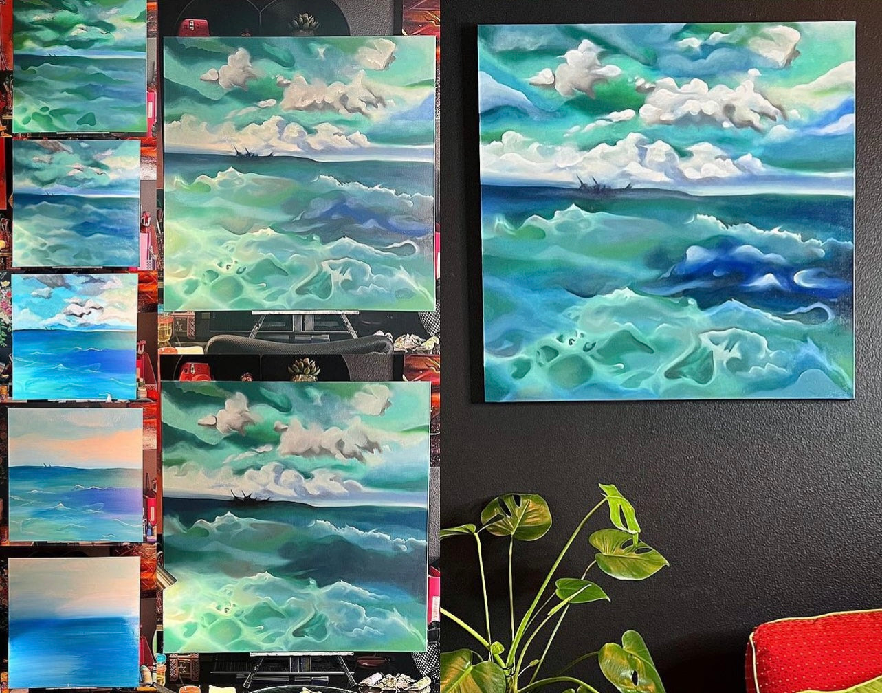 Abstracted, Impressionistic Ocean Oil Painting, "Tidals"