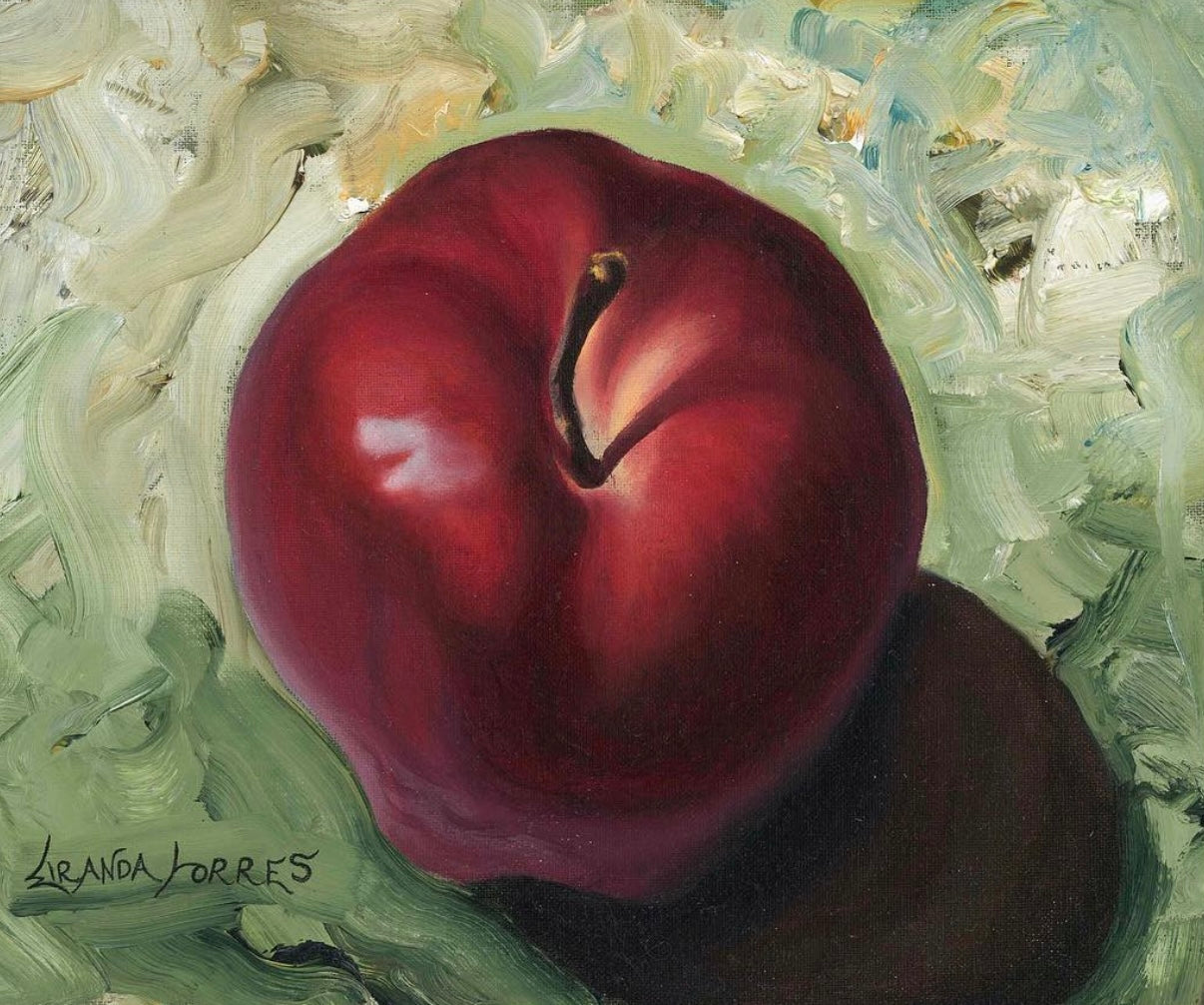 Pintura al óleo inspirada en el realismo, “La manzana”