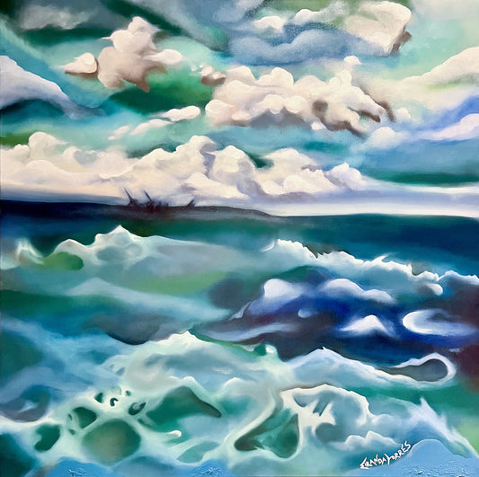 Abstracted, Impressionistic Ocean Oil Painting, "Tidals"