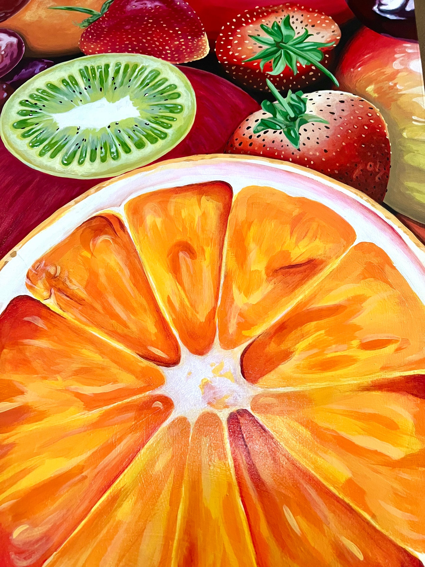 Vibrant and Realistic Fruit Painting, “These Are A Few Of My Juiciest Things” 🍓🥝🍇🍊