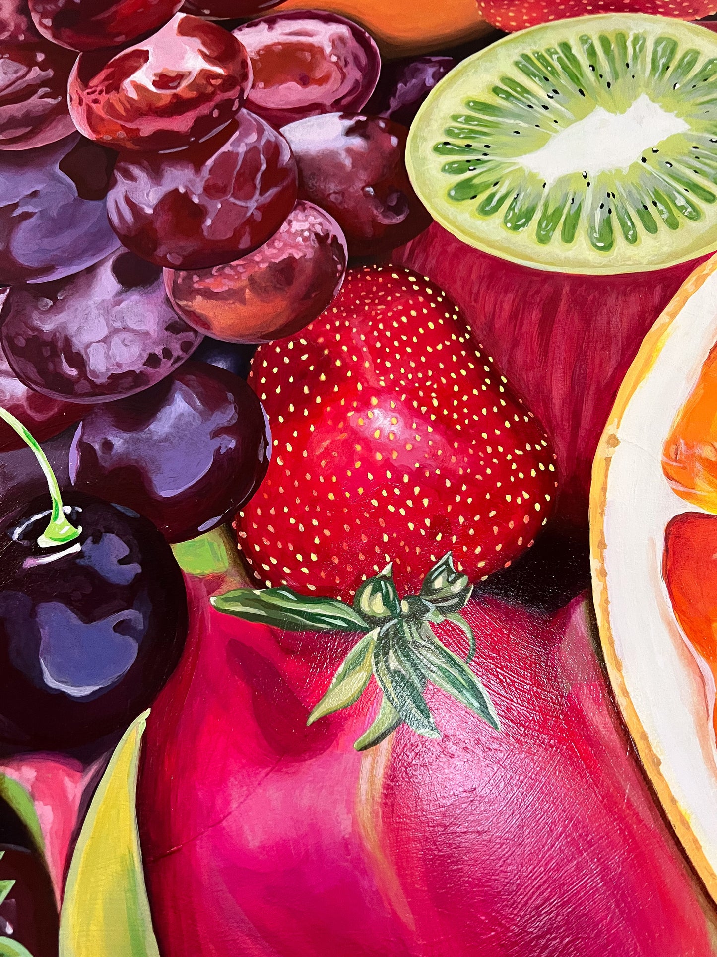 Vibrant and Realistic Fruit Painting, “These Are A Few Of My Juiciest Things” 🍓🥝🍇🍊