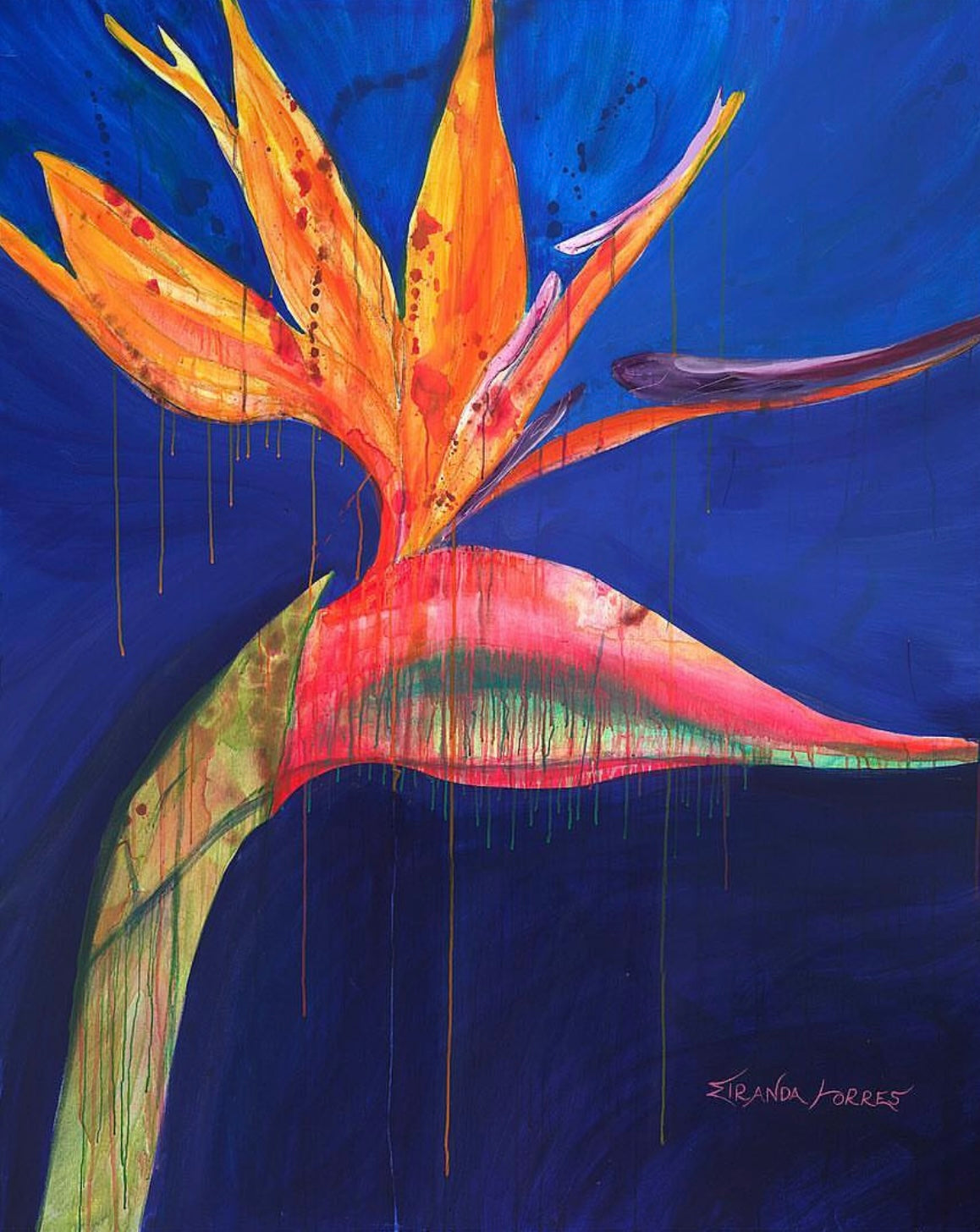 Peinture acrylique liquide de grande et expressive commission, « Paradis »