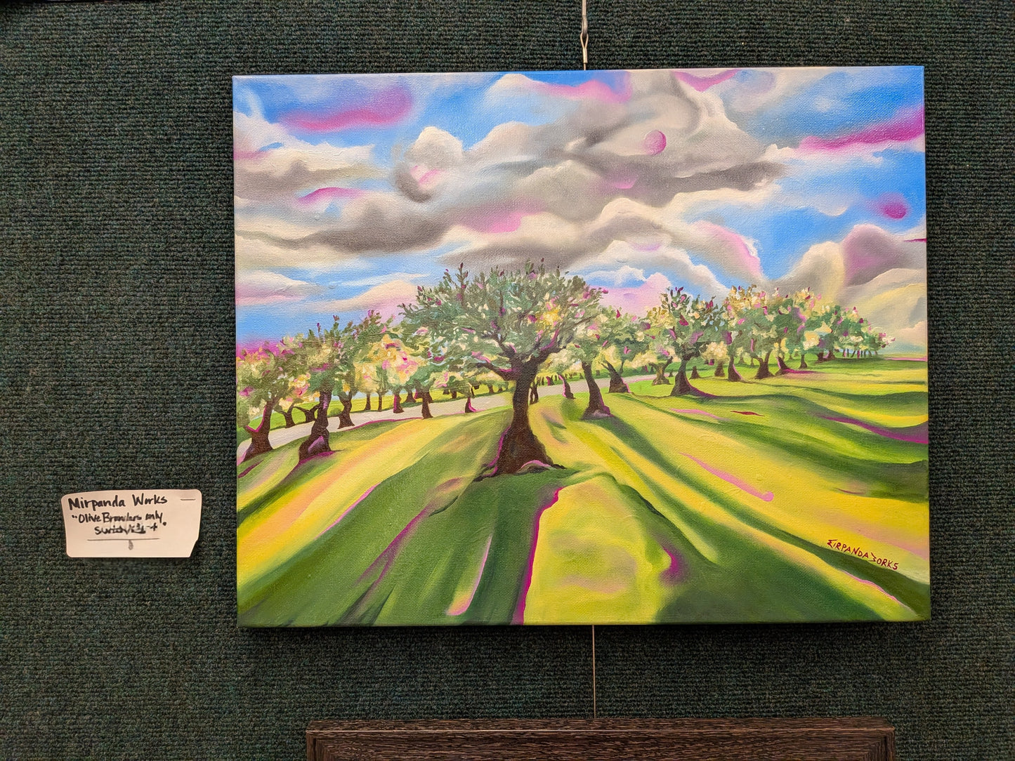 Seemingly Peaceful Landscape Oil Painting, "Olive Branches Only Scratch & Hurt"