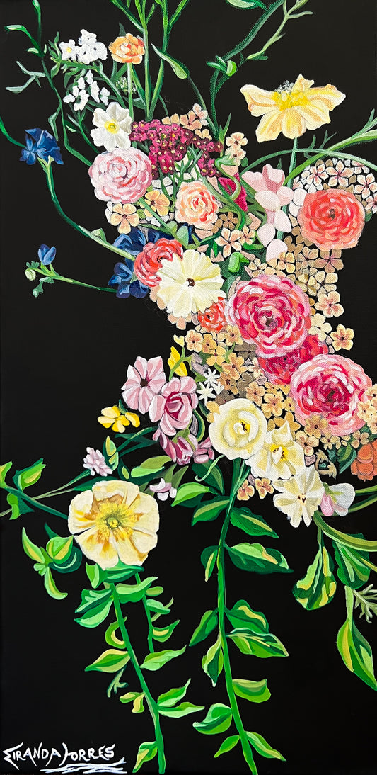 Modern Floral Acrylic Painting, "Flora-Una"