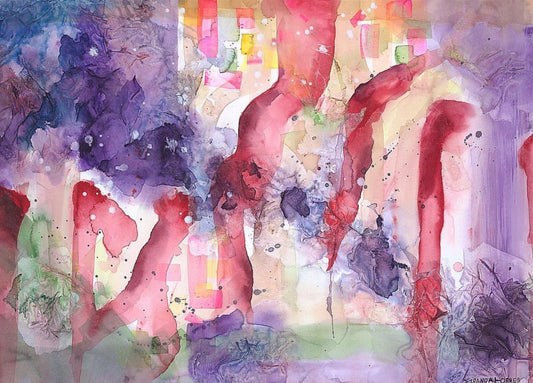 Abstracted Watercolor Painting (Mixed Media Textures), "Infectious I"